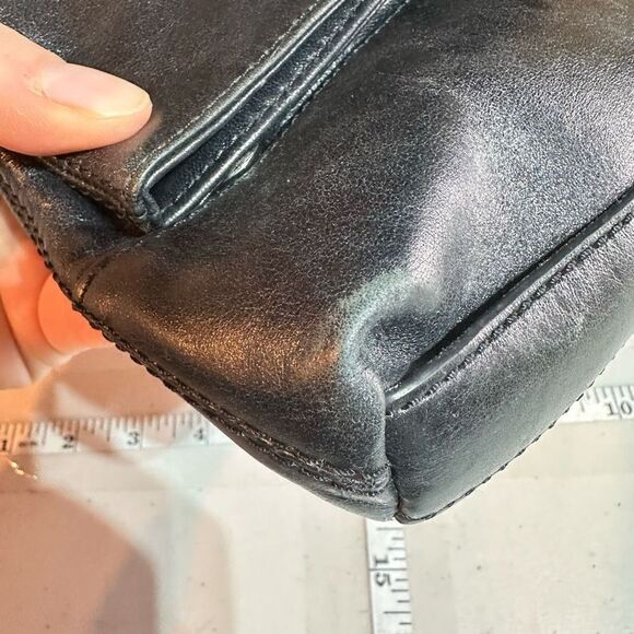 Tory Burch Womens Leather Foldover Crossbody Shoulder Bag Dena Black Size Medium - Picture 15 of 16